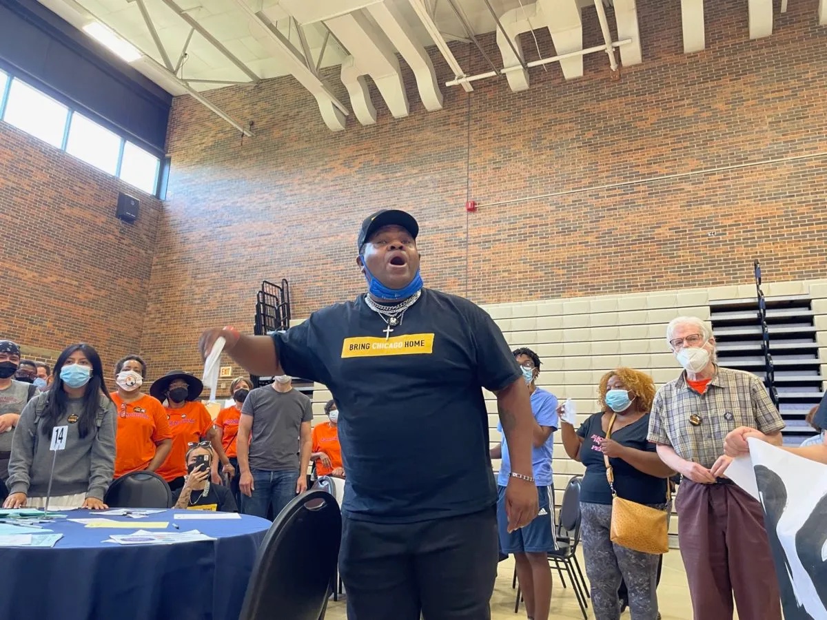 Chicago budget forum protest